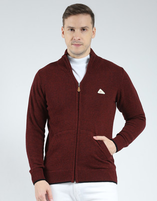 MONTE CARLO Solid High Neck Casual Men Maroon Sweater
