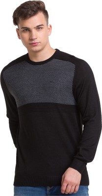 COLORPLUS Self Design Round Neck Casual Men Black Sweater