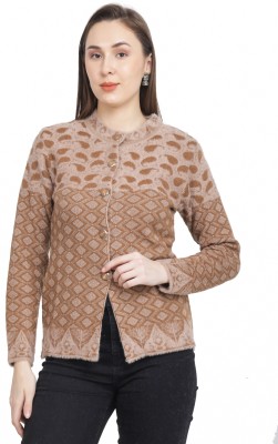 chatanya Self Design Round Neck Casual Women Brown Sweater