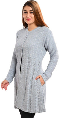 STUTAKRITI Solid Round Neck Party Women Grey Sweater