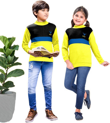 Little Funky Colorblock High Neck Casual Boys & Girls Multicolor Sweater