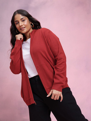 DressBerry Curve Solid Casual Women Red Sweater