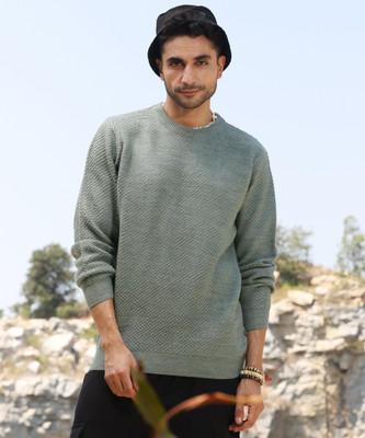 CAMPUS SUTRA Colorblock Round Neck Casual Men Green Sweater