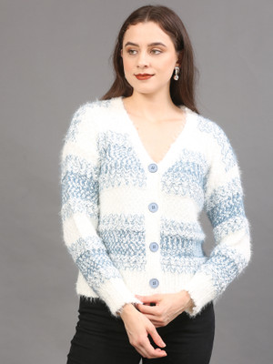 The Sleep Intimo Woven V Neck Casual Women Blue Sweater