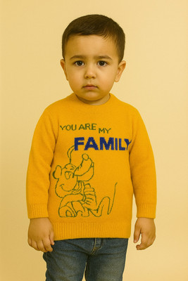 Juniorx Woven Round Neck Casual Boys & Girls Yellow Sweater