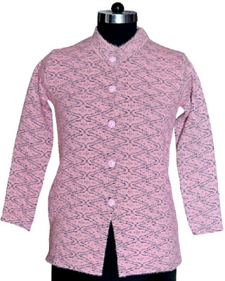 Shunit creation Self Design Round Neck Lounge Wear Women Pink Sweater