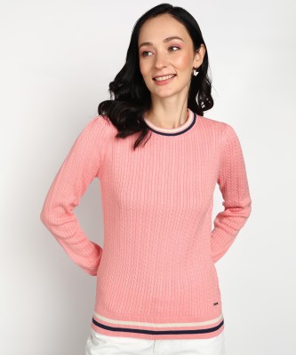 NAUTICA Woven Round Neck Casual Women Multicolor Sweater