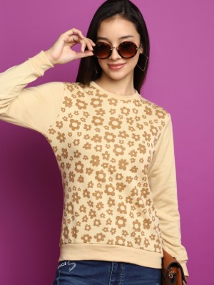 V-MART Self Design Round Neck Casual Women Beige, Beige Sweater