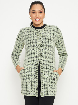 DUKE Self Design Round Neck Casual Women Green Sweater