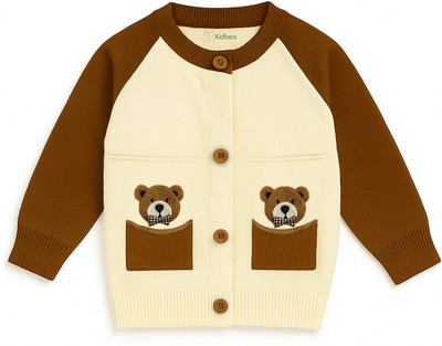 Luay Colorblock Round Neck Casual Baby Boys Beige Sweater