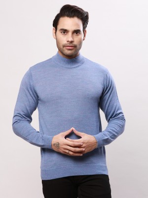 Raymond Solid Crew Neck Casual Men Purple Sweater