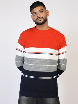 Sijans Woven Round Neck Casual Men Multicolor Sweater