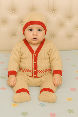 Paryag Baby Boys & Baby Girls Casual Sweater Pyjama(Beige)