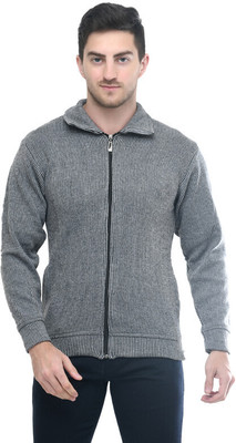 Life and style Striped Collared Neck Casual Men Grey Sweater
