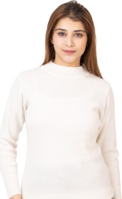 TWENTY ME Solid Round Neck Casual Women White Sweater