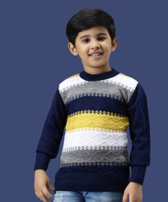 SwellSwag Colorblock Round Neck Casual Boys Multicolor Sweater