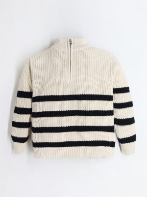 Cherry Crumble by Nitt Hyman Striped High Neck Casual Boys & Girls Multicolor Sweater