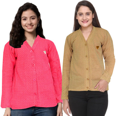 Shunit creation Solid Round Neck Casual Women Pink Sweater