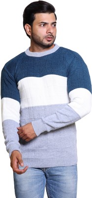 Ninish Colorblock Round Neck Casual Men Multicolor Sweater