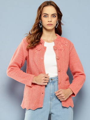 METRONAUT Solid Collared Neck Party Women Orange Sweater