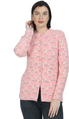 HITTIKA Woven Crew Neck Casual Women Pink Sweater