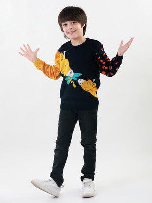 Knitco Solid Round Neck Casual Baby Boys & Baby Girls Blue Sweater deal from flipkart