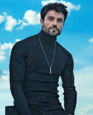 TRENDSET Solid Turtle Neck Casual Men Blue Sweater