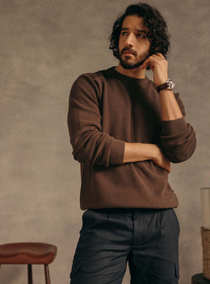 Andamen Self Design Round Neck Casual Men Brown Sweater