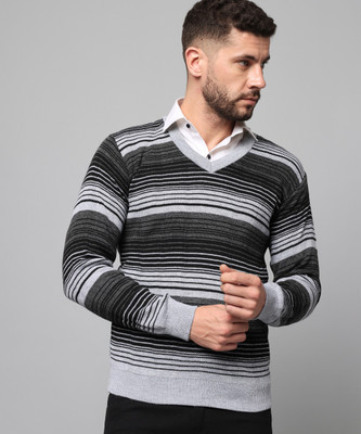 ZEPPI Striped V Neck Casual Men Multicolor Sweater
