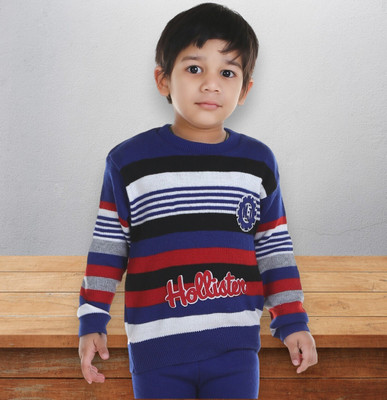 GTwo Colorblock Round Neck Casual Boys Blue Sweater