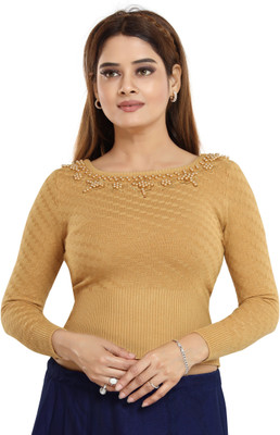 Cinco Solid Round Neck Casual Women Beige Sweater