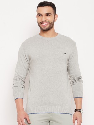 DUKE Solid Round Neck Casual Men Grey Sweater