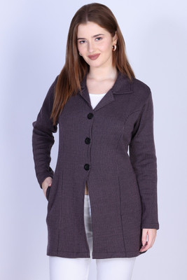 Vishal Enterprises Self Design Collared Neck Casual Women Purple Sweater