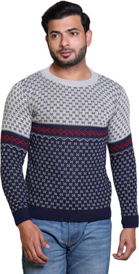 Grand Line Self Design Round Neck Casual Men Multicolor Sweater