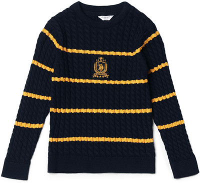 U.S. POLO ASSN. Striped Round Neck Casual Boys Blue Sweater