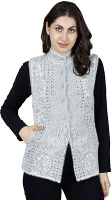 HITTIKA Self Design Round Neck Casual Women Grey Sweater