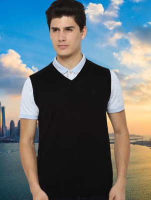 jorden4u Solid V Neck Casual Men Black Sweater