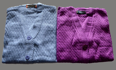 Shunit creation Self Design V Neck Lounge Wear Women Grey, Purple Sweater