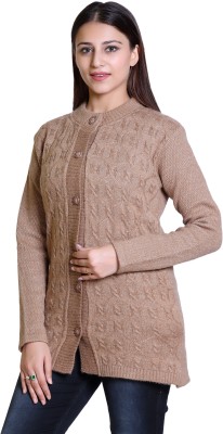 VENATORIA Self Design Round Neck Casual Women Brown Sweater