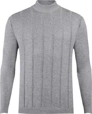 SHAHANBAGH Self Design High Neck Casual Men Grey Sweater