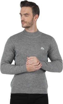 MONTE CARLO Solid Round Neck Casual Men Grey Sweater