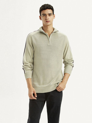 LEVI'S Self Design Turtle Neck Casual Men Beige Sweater