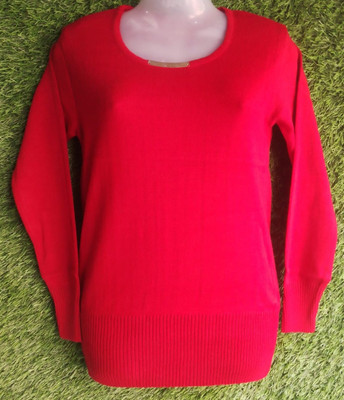 Galhotra Solid Round Neck Party Women Red Sweater