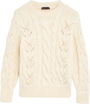 MARKS & SPENCER Solid Crew Neck Casual Women White Sweater