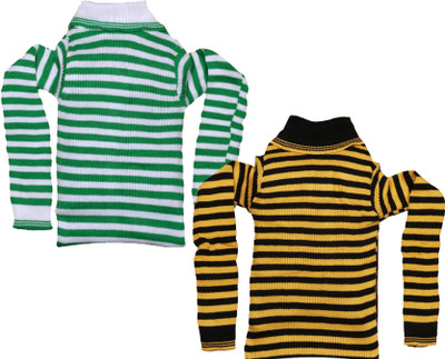 MTI Fashiions Striped High Neck Casual Girls Multicolor Sweater
