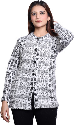 NinishApparel Embroidered Round Neck Casual Women White Sweater