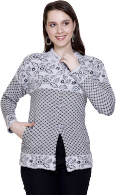 HITTIKA Self Design Round Neck Casual Women Grey Sweater