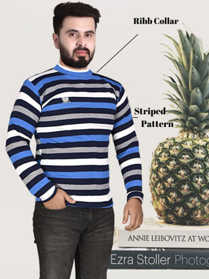 Marc Luarente Striped Round Neck Casual Men Multicolor Sweater