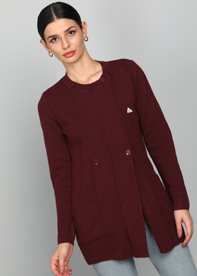 MONTE CARLO Self Design Crew Neck Casual Women Maroon Sweater
