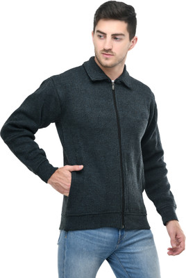 Life and style Solid Collared Neck Casual Men Grey Sweater